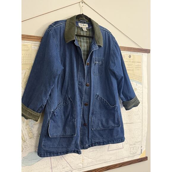 LL Bean Vintage Blanket Lined Jean Chore Coat Barn Jacket Men’s XL - Picture 4 of 14